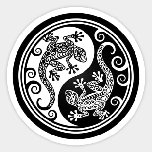 White and Black Yin Yang Geckos Sticker